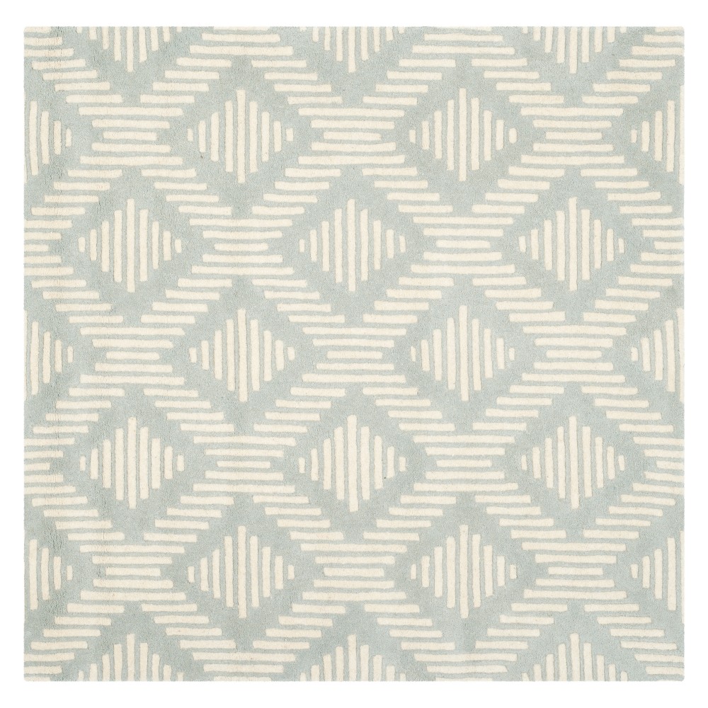 5'x5' Square Becky Geometric Tufted Accent Rug Gray/Ivory Square - Safavieh