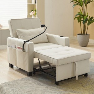 NicBex 34.65 Inch Convertible Single Sofa,Pull Out Sleeper Chair Beds with USB Ports and Phone Holder for Living Room,Apartment - 1 of 4