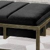 Airsurfer Upholstered Velvet Ottoman Bench with Brass Finish, Black - 3 of 4