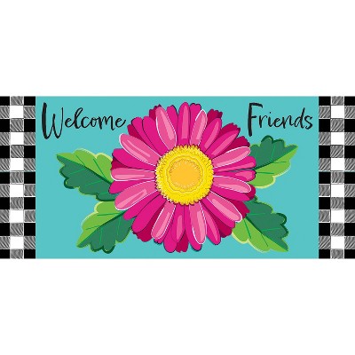Evergreen Welcome Friends Daisy Sassafras Indoor Outdoor Switch Doormat 1'10"x10" Multicolored
