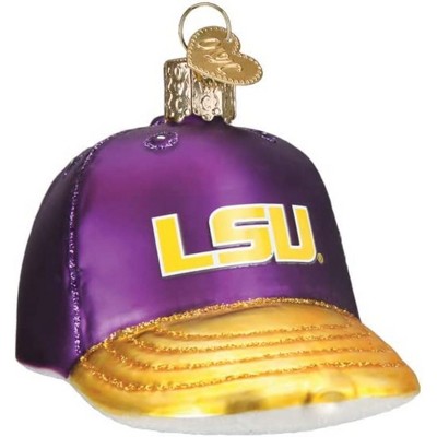 Old World Christmas LSU Baseball Cap Glass Blown Ornament for Christmas Tree