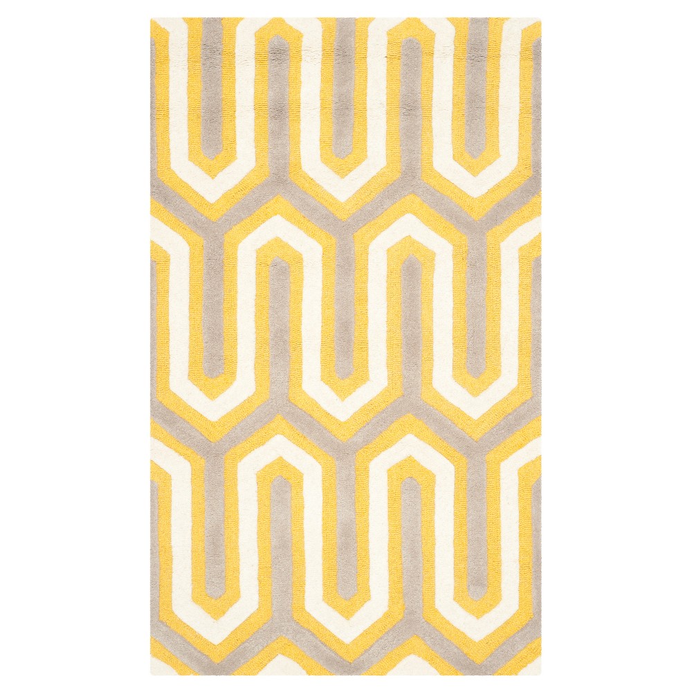 Aveline Geometric Textured Accent Rug - Gold/Gray (3'x5') - Safavieh