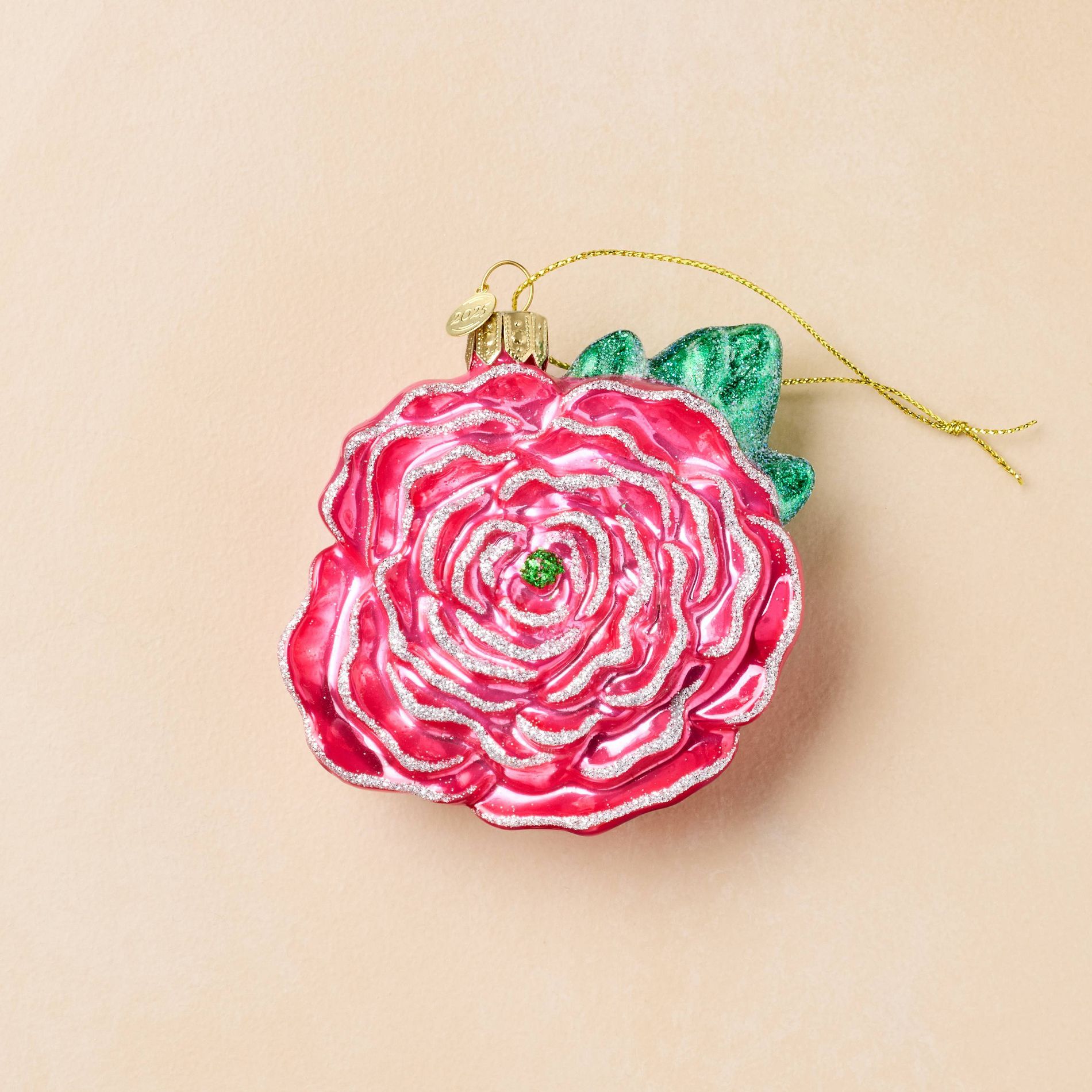 John Derian for Target Glass Pink Peony Ornament