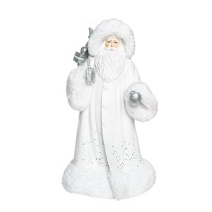 Transpac Resin 17 in. White Christmas Glam Santa Decor - 1 of 4
