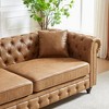 CAVINAS Loveseat Sofa with Button Design and Cushions for Bedroom, Chesterfield Sofa with Rolled Arms, Tech Fabric Vintage Couches for Living Room - 3 of 4
