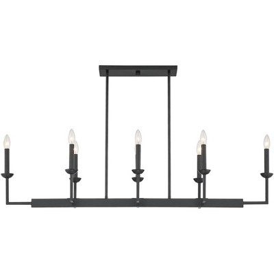 Elegant Black 52" Linear Candle Chandelier for Stylish Kitchens