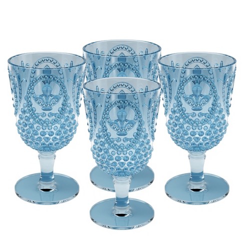 Elle Decor Set of 6 Wine Glasses, Blue Colored Glassware Set Colored Wine  Glasses, Vintage Glassware Sets, Water Goblets for Party, Wedding, & Daily  Use