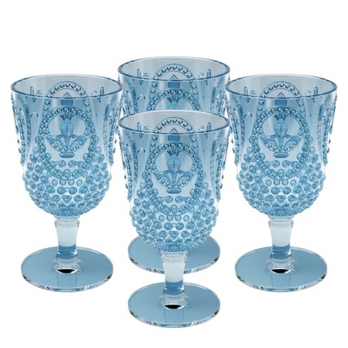 Vintage Light Blue Frosted Wine Glasses