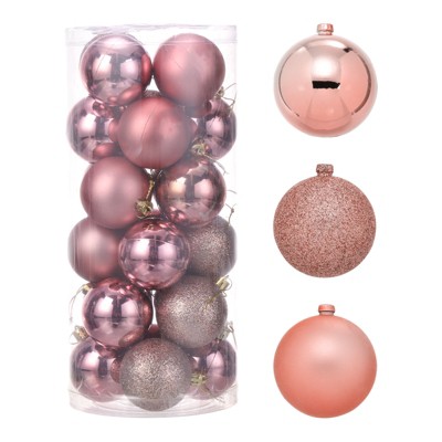 Unique Bargains Plastic Party Wedding Christmas Barrel Packed Hanging Ornament Balls 2.4" 24 Pcs