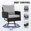 Anybear 3PC Black Wicker Rattan Swivel Chairs with Coffee Table Outdoor Seating Set - 3 of 4