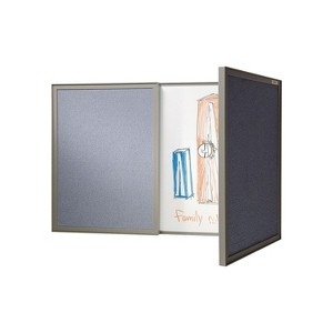 Ghent VisuALL PC Whiteboard Cabinet Fabric Bulletin Board Exterior Doors Gray GHE41302 - 1 of 4