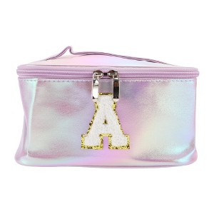 Unique Bargains Women's Square Letter A Makeup Bag Purple 1 Pc - 1 of 3