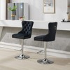 Set of 2 Modern Tufted Velvet Swivel Bar Stools with Backs, Bar Chairs with Chrome Base and Adjustable Height for Kitchen Island - Koiai - 3 of 4