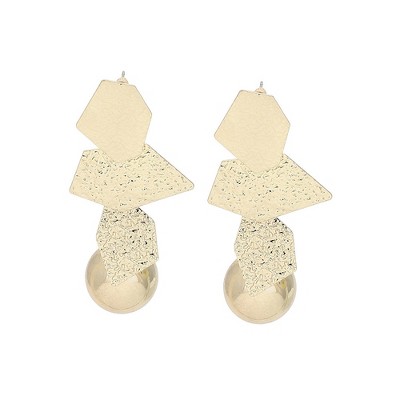 SOHI Women's Gold Dented Drop Earrings