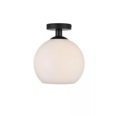 Elegant Lighting Baxter 1 Light Black Flush Mount With Frosted White Glass
