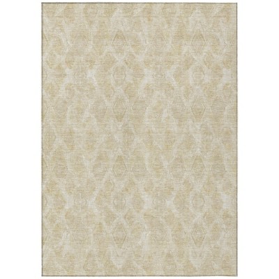 Beige Taupe And Tan Geometric Washable Indoor Outdoor Area Rug