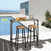 Outsunny Outdoor Bar Table, 47" Patio Bar Height Table with Built-In Bottle Opener, Plastic Top with Wood Grain and Steel Frame, Light Brown - 3 of 4