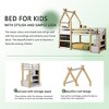 Twin over Twin House Bunk Bed with White Storage Staircase and 2 Blackboards - 2 of 4