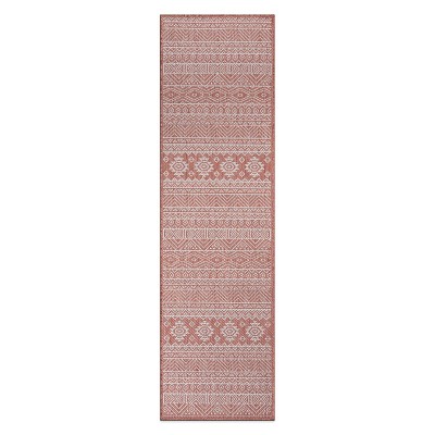 World Rug Gallery Distressed Geometric Bohemian Textured Flat Weave Indoor/Outdoor Area Rug