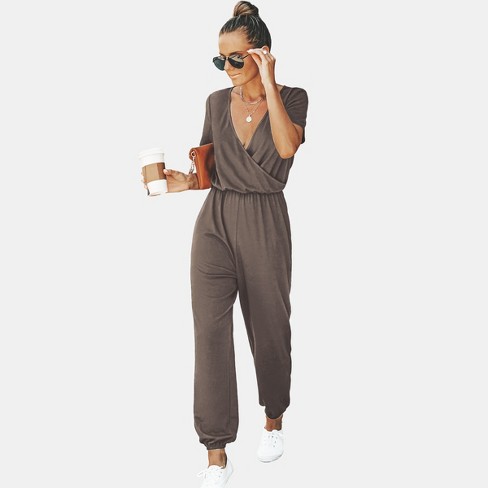 Women's Drawstring Jogger Jumpsuit - Cupshe-m-black : Target