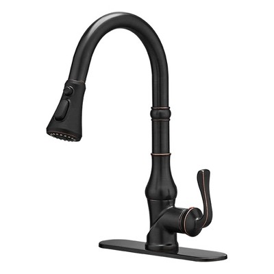 Single-Handle Pull-Down Sprayer 3 Spray High Arc Kitchen Faucet With Deck Plate