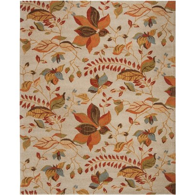 Blossom Beige and Multi Floral Wool Area Rug 9' x 12'