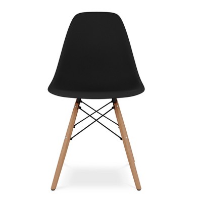 HomeRoots Black And Natural Heavy Duty Plastic And Wood Dining Side Chair
