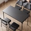 5-Piece Portable Folding Set - PU Upholstered Card Table & Chairs for Dining/Living Room/Office/Camping - 3 of 4