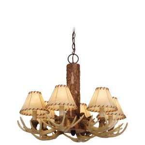 Vaxcel Lodge 6 - Light Chandelier in  Noachian Stone - 1 of 2