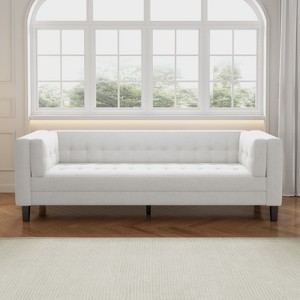 Sapphtopaz Velvet 3-Seater Sofa Couch with Armrest Mid-Century Tufted Upholstered Sofa Bed with Wood Legs Sleeper Sofa for Living Room,Apartment - 1 of 4