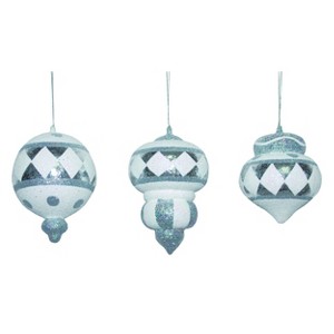 Transpac Set of 3 Plastic Glitter Silver Ornaments for Christmas Tree Indoor Decoration Easy Care Holiday Sparkle - 1 of 1