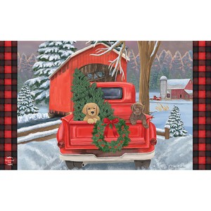 Briarwood Lane Winter Doormat 30x18 Indoor Outdoor Winter Puppy Pickup Christmas For Christmas Doormat - 1 of 4