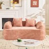 Pink Curved 2-Seat Comfy Sofa w/ Arms & 2 Pillows – Small-Space Perfect - 2 of 4