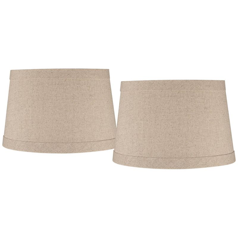 Springcrest Collection Set of 2 Hardback Drum Lamp Shades Natural Small 10" Top x 12" Bottom x 8" High Spider with Replacement Harp and Finial Fitting, 1 of 8