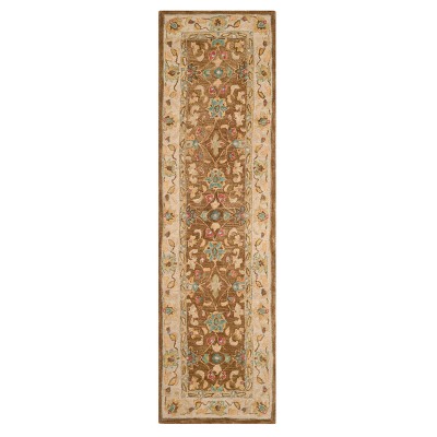 Brown/Ivory Floral Tufted Runner 2'3"x8' - Safavieh