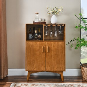 VYNXARIA 31.5" Liquor Cabinet with Wine Glass Holder & Wine Rack & Adjustable Shelf, Wine Cabinet,Rustic Sideboard Buffet Cabinet - 1 of 4