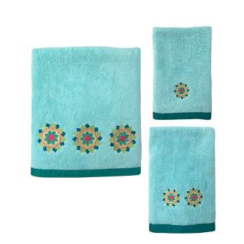 3pc Ariel Medallion Bath Towel Set Green - Allure Home Creation