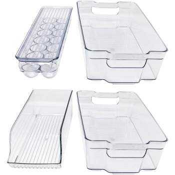 Sorbus 4 Piece Clear Acrylic Organizers - Include 2 drawers 1 can dispenser drawer 1 egg drawer - Great for kitchen, fridge, pantry, and more