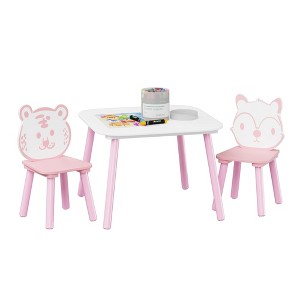 TIRAMISUBEST Kids Table and 3/5 Pieces Toddler Table and Chair Set, Wooden Activity Play Table Set (White) - kids furniture, chi - 1 of 4