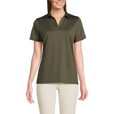 Lands' End Women's Short Sleeve Rapid Dry Sport Neck Polo Shirt