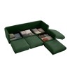 DOMETOUR Elegant Green Chenille L-Shaped 3-Seater Sofa with Storage Seat, Ottoman, Cylindrical Backrest & Armrests, Hidden Compartment - 3 of 4