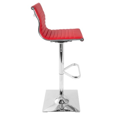 Contemporary Red Faux Leather Adjustable Swivel Barstool 20"