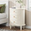 Gulches 20" Oval Farmhouse Nightstand with 3 Drawers, Fully Assembled Wood Bedside Table, Solid Legs for Bedroom Living Room - 4 of 4