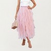 Anna-Kaci Women's Layered Tulle Midi Skirt with Cascading Ruffle Panels and Flowing Sheer Texture Creating a Voluminous Silhouette - 2 of 4
