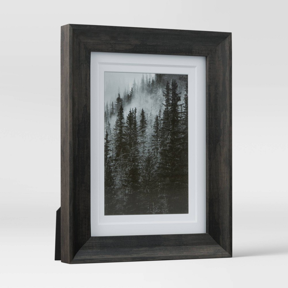 Photos - Photo Frame / Album 4" x 6" Double Matted Table Frame Dark Brown - Threshold™