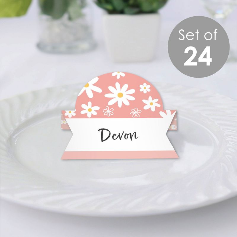 Big Dot of Happiness Pink Daisy Flowers - Floral Party Tent Buffet Card - Table Setting Name Place Cards - Set of 24, 2 of 9
