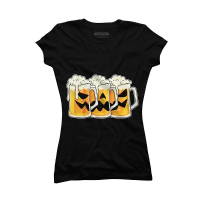 Adult Design By Humans Halloween Jack O Lantern Beer Drinking By RedBirdLS T-Shirt