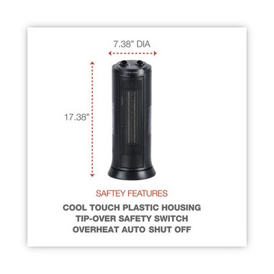 Black Ceramic Electric Mini Tower Heater with Thermostat