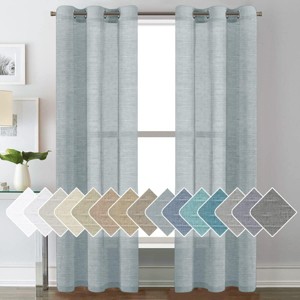 Natural Linen Blended Semi-Sheer Curtains Privacy Assured with Nickel Grommet for Living Room - 1 of 4