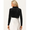 INSPIRE CHIC Women's Long Sleeve Lapel Collar Velvet Open Front Cropped Cardigan - 3 of 4